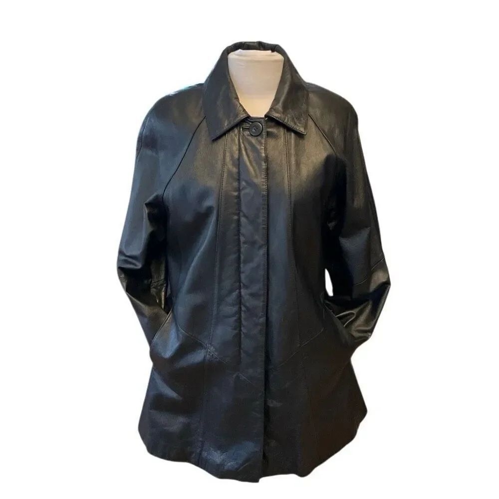 Vintage 90s Wilson’s Button Up Leather Jacket, M Zip Lining!